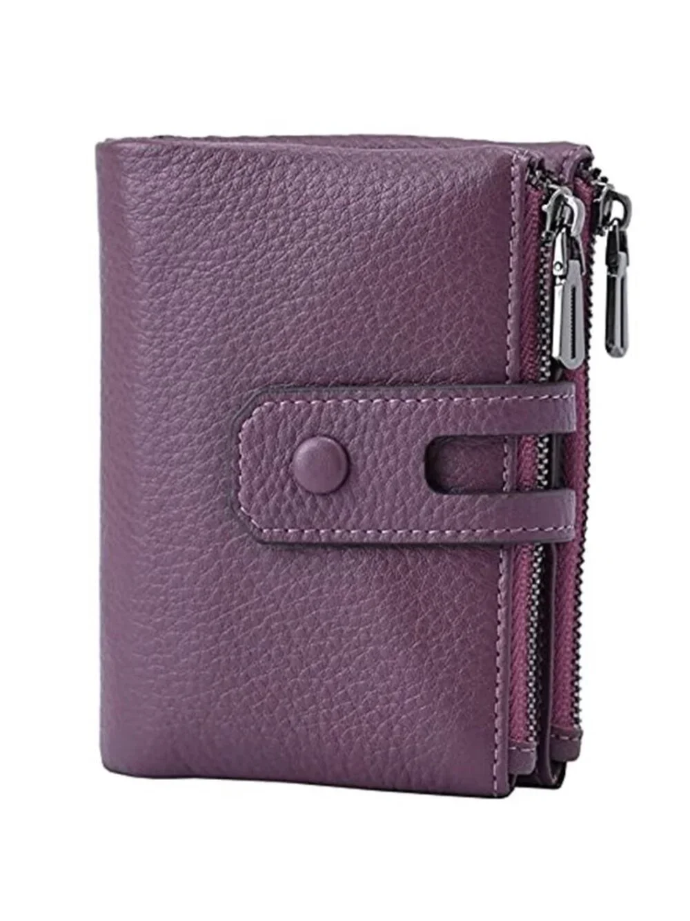 Womens Genuine Leather Bifold Wallet RFID Blocking Card Holder Zip Coin Purse